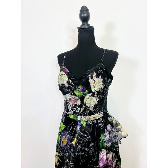 Marchesa Notte Women's V-Neck Floral Print Ruffle-Tiered Dress Size 6 Sleeveless - Picture 4 of 6